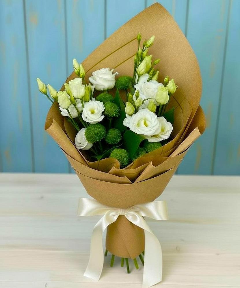 Букет цветов из: Хризантемы и Лизиантусы в Братовщине