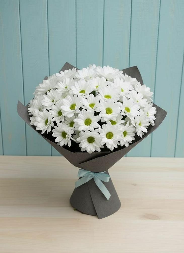 Букет белые хризантемы в Братовщине Букет цветов из: Хризантемы в Братовщине